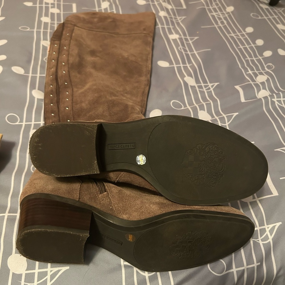 Brown Suede Knee-High Boots - Picture 3 of 6